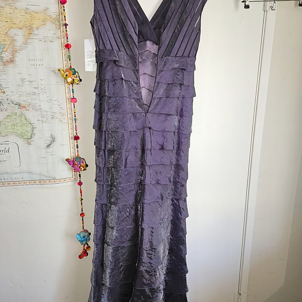 Purple Chiffon Tiered Maxi Dress for Weddings